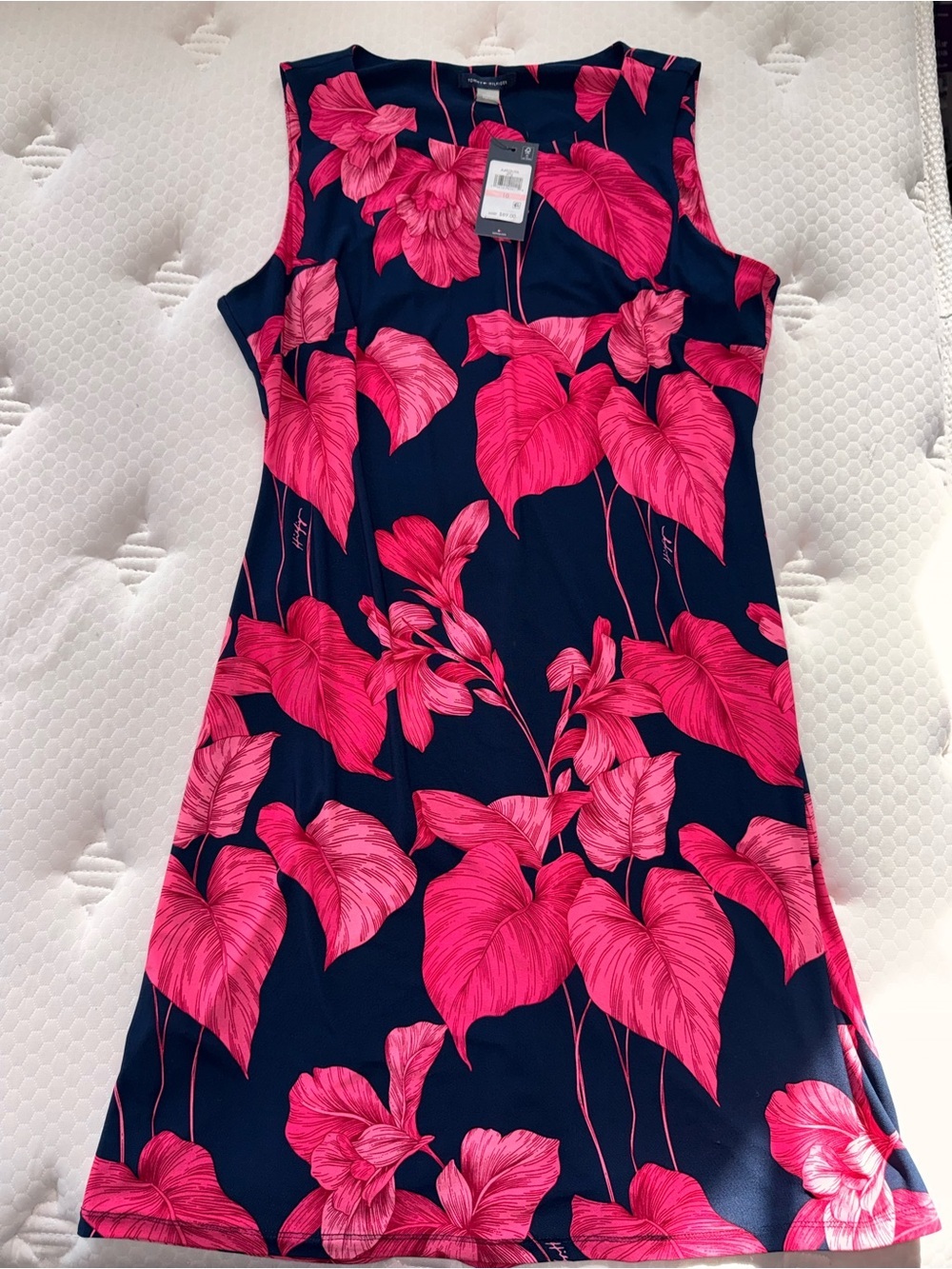 99. Tommy Hilfiger pink floral print dress with pink leaves size 10